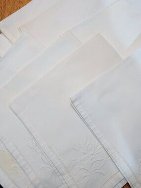 8 vintage embroidered napkins with pinhole trim
